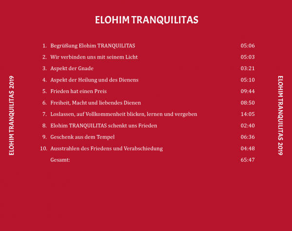 CD Elohim TRANQUILITAS – Bild 2